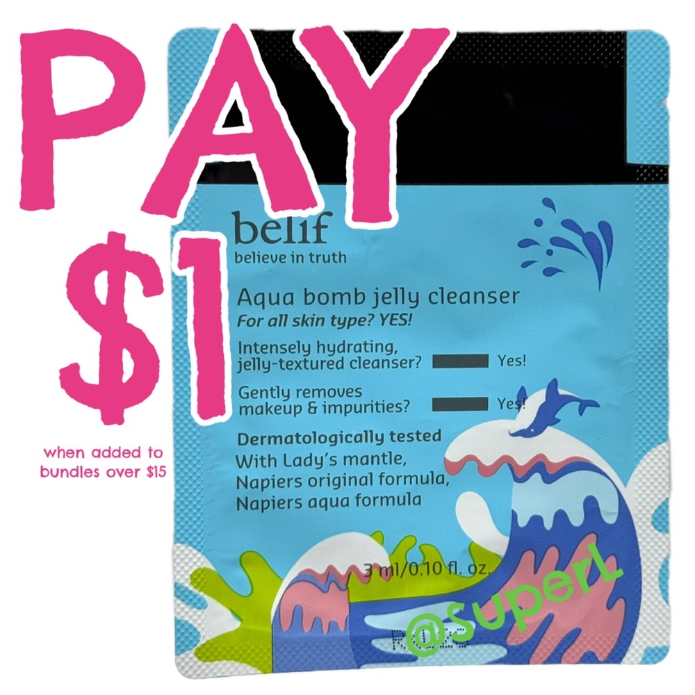 $1 NEW Belif Aqua Bomb Jelly Cleanser Makeup Remover Face Cleaner